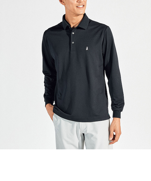 『SEASON』サンスクリーン鹿の子 ワンポイント刺繍 長袖ポロシャツ