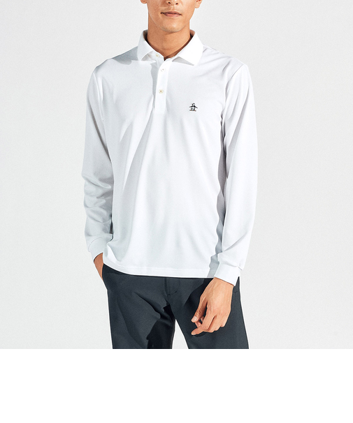 『SEASON』サンスクリーン鹿の子 ワンポイント刺繍 長袖ポロシャツ