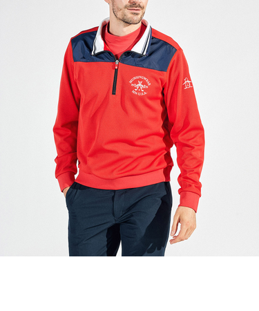 『SEASON』360°ストレッチハイブリットハーフジップスウェットシャツ