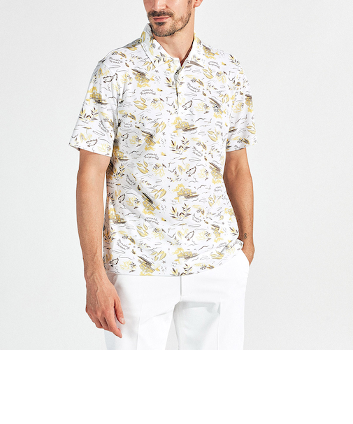 『SEASON』サンスクリーンフィラシスリゾート総柄プリント半袖ポロシャツ