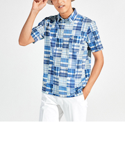 『SEASON』マドラスチェック総柄プリント半袖ポロシャツ ※25FW戸籍変更