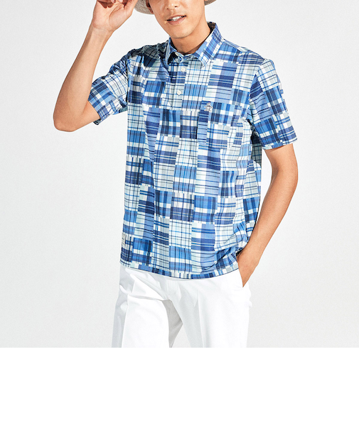 『SEASON』マドラスチェック総柄プリント半袖ポロシャツ ※25FW戸籍変更