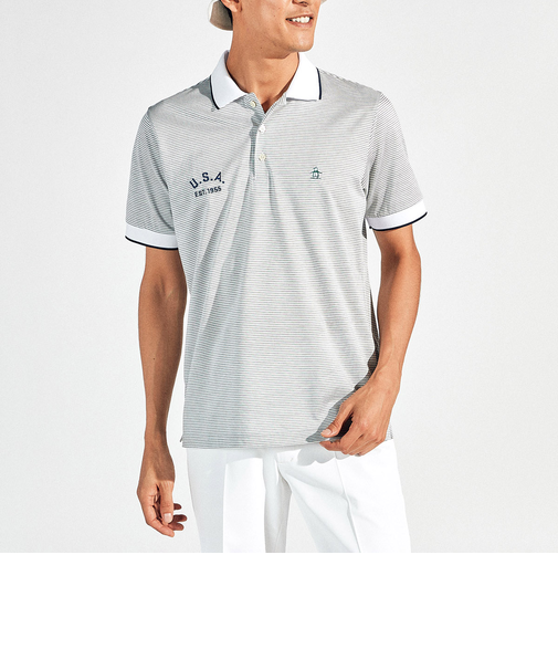 『SEASON』ハイゲージ鹿の子ボーダー半袖ポロシャツ ※25FW戸籍変更