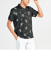 『SEASON』SUNSCREEN 総柄ジャカード×ペンギン総柄プリント半袖ポロシャツ