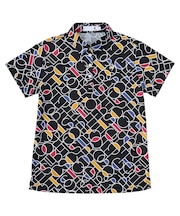 カラーブロック総柄半袖シャツ