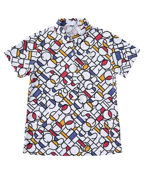 カラーブロック総柄半袖シャツ