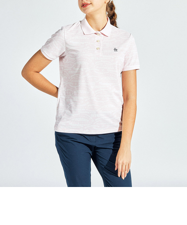 『SEASON COLLECTION』SUNSCREEN  マルチロゴ総柄プリント半袖ポロシャツ