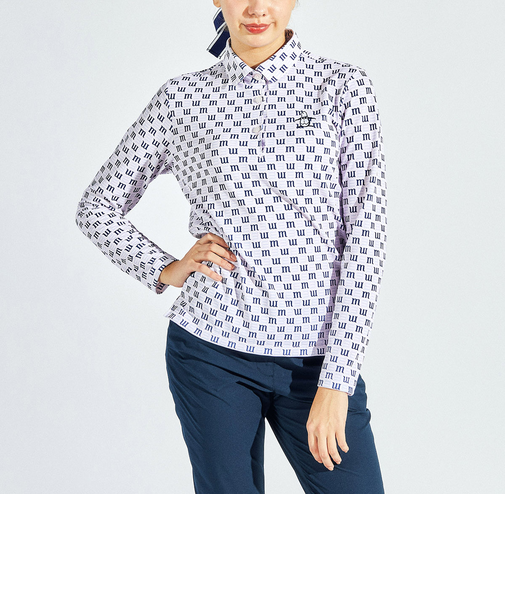 『SEASON COLLECTION』SUNSCREEN ロゴプリント長袖ポロシャツ