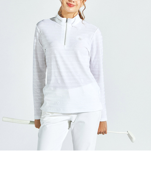 『SEASON COLLECTION』吸汗速乾地柄ジャカード長袖ジップアップシャツ