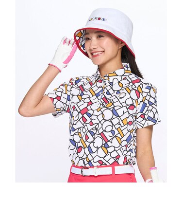 ルコックスポルティフ ゴルフ le coq sportif golf カラーブロック総柄半袖シャツ