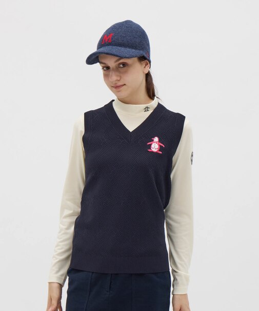 マンシングウェア MUNSINGWEAR バイアス地柄Vネックニットベスト