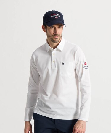 マンシングウェア MUNSINGWEAR ハウンドトゥース柄台衿付き長袖ポロシャツ