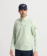 マンシングウェア MUNSINGWEAR ハウンドトゥース柄台衿付き長袖ポロシャツ