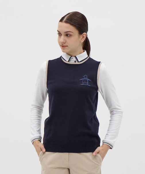 マンシングウェア MUNSINGWEAR ペンギン柄インターシャニットベスト