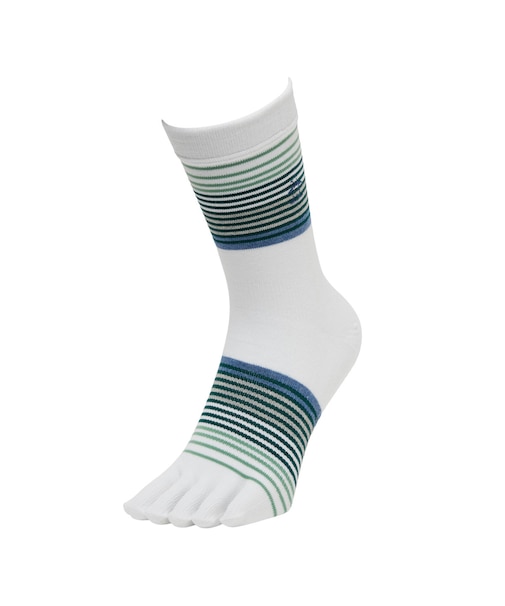 マンシングウェア MUNSINGWEAR ミドル丈5本指ボーダーソックス 【交換・返品不可】