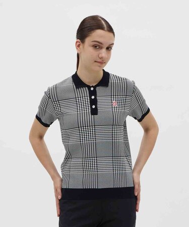 マンシングウェア MUNSINGWEAR グレンチェックジャカードニットポロシャツ