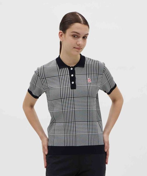 マンシングウェア MUNSINGWEAR グレンチェックジャカードニットポロシャツ