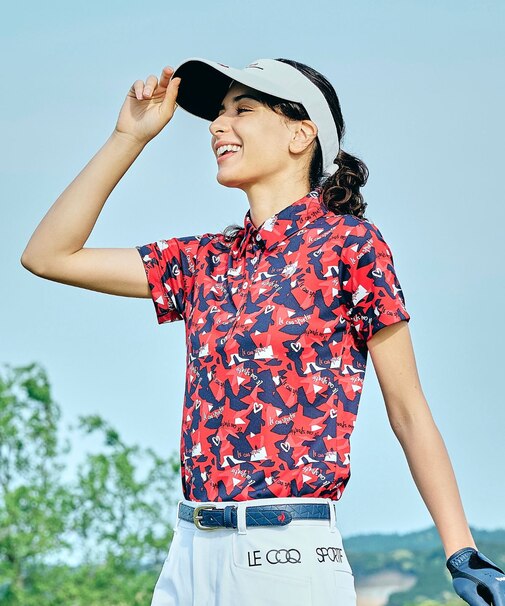ルコックスポルティフ ゴルフ le coq sportif golf 総柄半袖シャツ