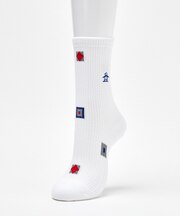 マンシングウェア MUNSINGWEAR ミドル丈 フラッグ飛び柄ソックス【交換・返品不可】