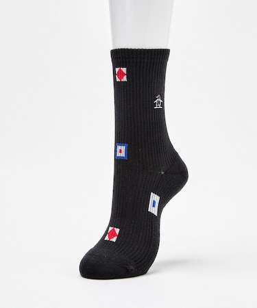 マンシングウェア MUNSINGWEAR ミドル丈 フラッグ飛び柄ソックス【交換・返品不可】