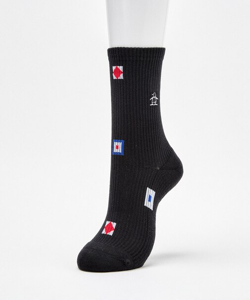 マンシングウェア MUNSINGWEAR ミドル丈 フラッグ飛び柄ソックス【交換・返品不可】