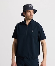マンシングウェア MUNSINGWEAR 吸汗速乾ドットメッシュスタンドジップ半袖シャツ
