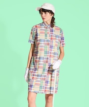 マンシングウェア MUNSINGWEAR マドラスチェック半袖ワンピース