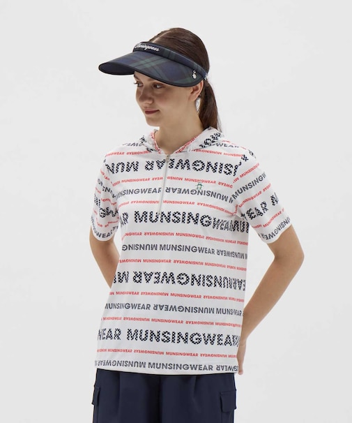 マンシングウェア MUNSINGWEAR Sunscreen NIR ロゴストライプ半袖フーディシャツ