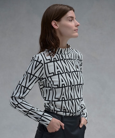 ランバン スポール LANVIN SPORT ロゴプリント長袖ハイネックシャツ【保温】