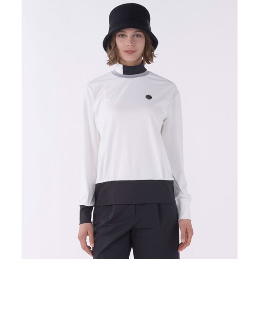 ランバン スポール LANVIN SPORT アシンメトリーデザインハイネック長袖シャツ【防風／吸汗速乾】