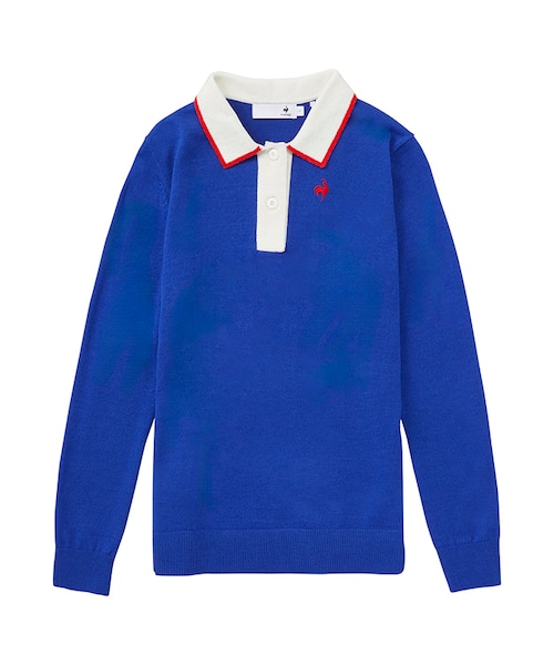 デサントゴルフ 長袖 ポリエステル ニット セーター ブルー Sサイズ デサントゴルフ 長袖 ポリエステル ニット セーター ブルー S