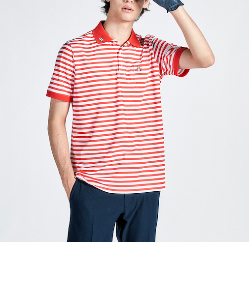 『SEASON COLLECTION』サンスクリーンボーダー吸汗速乾半袖ポロシャツ