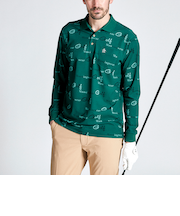『SEASON COLLECTION』サンスクリーン吸汗速乾ストレッチロゴプリント長袖ポロシャツ