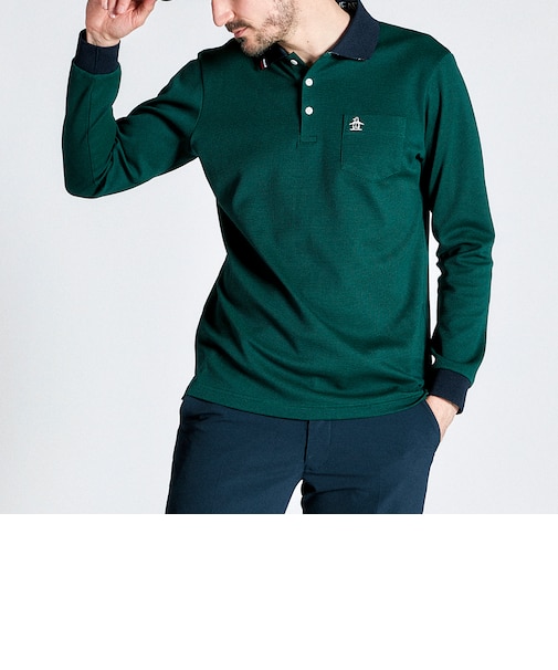 『SEASON COLLECTION』吸汗速乾ドット鹿の子長袖ポロシャツ