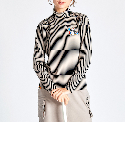 『ENVOY』HEAT NAVIボーダー　ペンギンアップリケハイネックシャツ