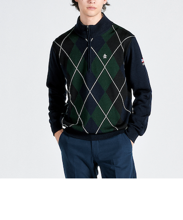 『SEASON COLLECTION』アーガイル/チェック柄ハーフジップセーター