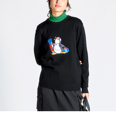 『ENVOY』12Gウールアクリルペンギンアップリケセーター