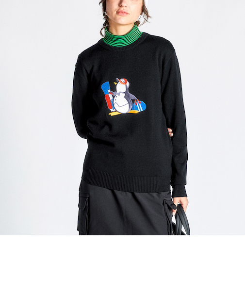 『ENVOY』12Gウールアクリルペンギンアップリケセーター