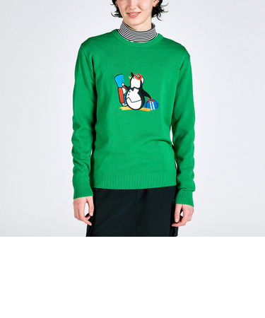 『ENVOY』12Gウールアクリルペンギンアップリケセーター