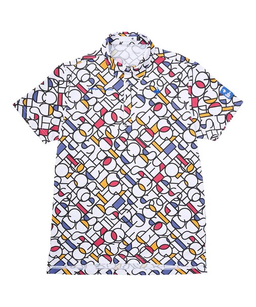 カラーブロックグラフィック小柄半袖シャツ