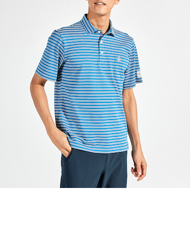 『SEASON』サンスクリーンタック鹿の子ボーダー半袖ポロシャツ