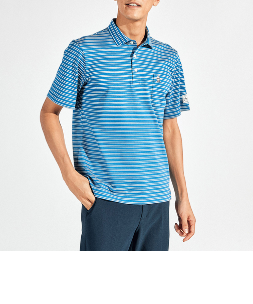 『SEASON』サンスクリーンタック鹿の子ボーダー半袖ポロシャツ