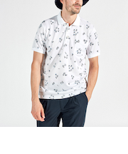 『SEASON』サンスクリーンヨットモチーフ総柄プリント半袖ポロシャツ