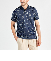 『SEASON』サンスクリーンヨットモチーフ総柄プリント半袖ポロシャツ