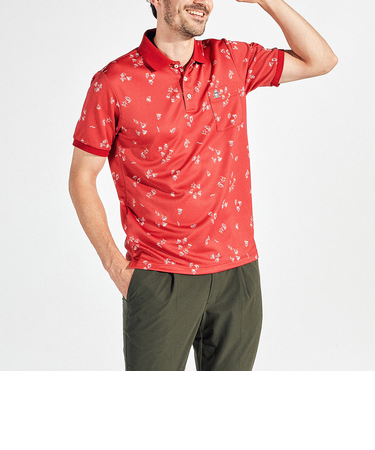 『SEASON』サンスクリーンヨットモチーフ総柄プリント半袖ポロシャツ