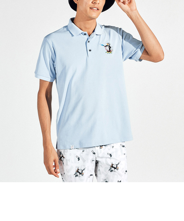 『SEASON』SUNSCREEN 鹿の子アーカイブペンギン刺繍半袖ポロシャツ