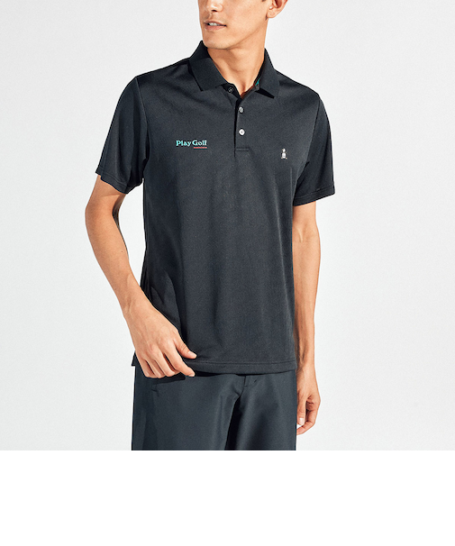 『SEASON』ロゴジャカード ストレッチ半袖ポロシャツ