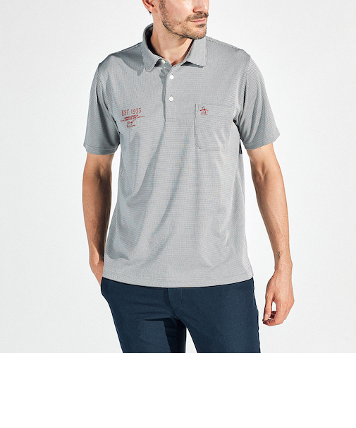 『SEASON』ストレッチ千鳥ジャガード 半袖ポロシャツ