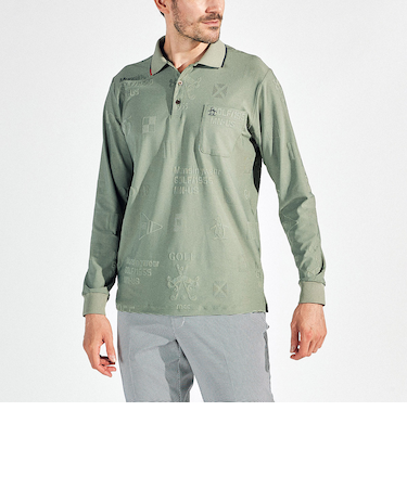 『SEASON』ストレッチリンクスジャガード長袖ポロシャツ