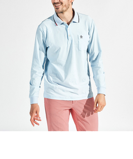 『SEASON』ストレッチリンクスジャガード長袖ポロシャツ